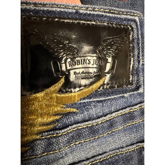 Robin's Jeans Super Marilyn Wings Straight Denim Blue Jeans Women's Size 26 - Picture 14 of 15